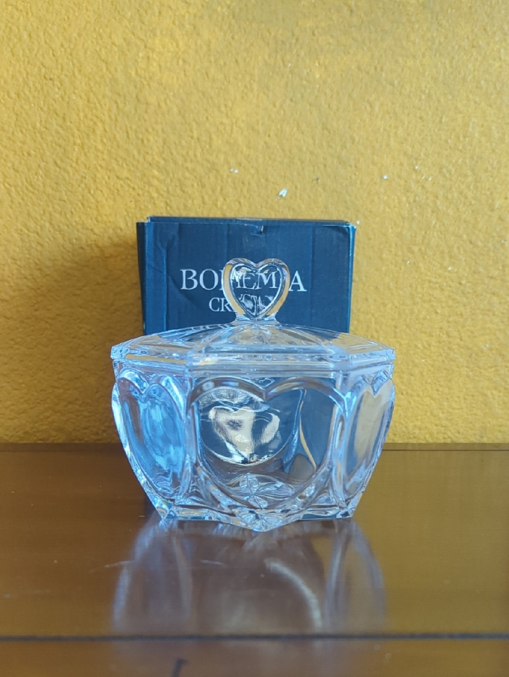 Crystal Clear Heart Glass Vanity Jar